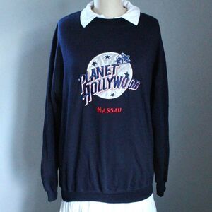 Vintage Planet Hollywood Nassau Sweatshirt Navy Blue Crewneck Pullover 90s M